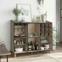 Promo ✨ Carson Carrington Vinkol Modern Natural Oak Dining Buffet Server ❤️