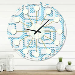 Budget 🎁 Carson Carrington Tomming White And Blue Pattern I' Mid-Century Wall Clock ⌛ -Carson Carrington Sales unnamed file 5669