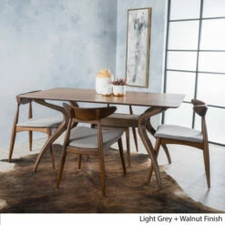 Best Sale 🎉 Carson Carrington Lund Mid-Century 5-piece Large Wood Rectangular Dining Set With Curved Legs Light Grey + Walnut 🎉 -Carson Carrington Sales unnamed file 5789