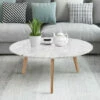 Deals ⌛ Carson Carrington Tangeberg 31-inch Round Marble Coffee Table With Oak Legs 👏