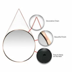 Hot Sale 😉 Carson Carrington Kabbo Pink Rose Gold Round Wall Mirror - 17.5 X 1.75 X 17.5 😉 -Carson Carrington Sales unnamed file 5852