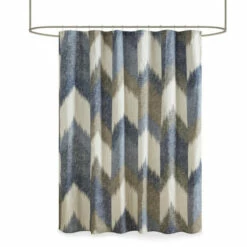 Hot Sale 🛒 Carson Carrington Mazeikiai Cotton Printed Shower Curtain Navy 😍 -Carson Carrington Sales unnamed file 5867