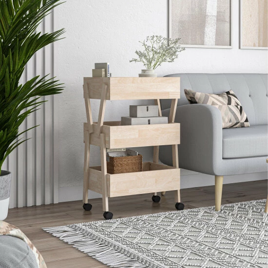 Hot Sale ✨ Carson Carrington Shorweood Wood Rolling Storage Cart White Wash 💯 3 Hot Sale ✨ Carson Carrington Shorweood Wood Rolling Storage Cart White Wash 💯
