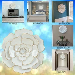 Outlet 😀 Carson Carrington Mjugg White Metal Flower Wall Art ❤️ -Carson Carrington Sales unnamed file 595