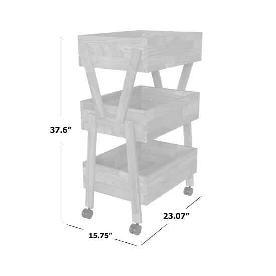 Hot Sale ✨ Carson Carrington Shorweood Wood Rolling Storage Cart White Wash 💯 7 Hot Sale ✨ Carson Carrington Shorweood Wood Rolling Storage Cart White Wash 💯 - Image 5