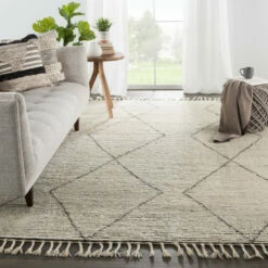 Hot Sale 🧨 Carson Carrington Tarsele Hand-Knotted Trellis Cream/ Black Area Rug ❤️