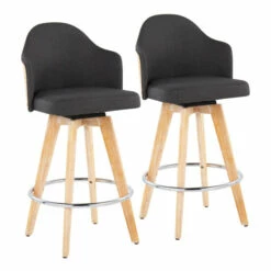 Wholesale 😍 Carson Carrington Valsatra Fixed-Height Counter Stool With Wood Base And Natural Wood Back (Set Of 2) Cream Fabric 🥰