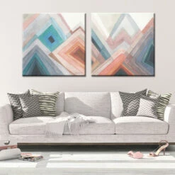 Coupon 🌟 Carson Carrington CORAL RANGE Abstract 2-piece Gallery Wrapped Canvas 🌟