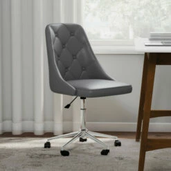 Outlet 🔔 Carson Carrington Ockelbo Button-tufted Office Chair With Faux Leather - N/A Grey ⭐ -Carson Carrington Sales unnamed file 6180