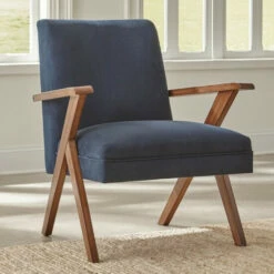 Wholesale ❤️ Carson Carrington Vaby Dark Blue And Brown Accent Chair - 30.50" X 31" X 35" 🌟
