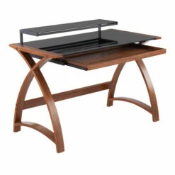 Best deal 👏 Carson Carrington Bentley Office Desk Walnut Wood & Black Glass ❤️ -Carson Carrington Sales unnamed file 6240