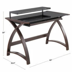 Best deal 👏 Carson Carrington Bentley Office Desk Walnut Wood & Black Glass ❤️ -Carson Carrington Sales unnamed file 6241