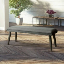 Flash Sale 🥰 Carson Carrington St Mawes Grey Upholstered Mid-century Dining Bench 🎉