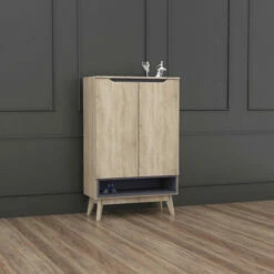 New 👍 Carson Carrington Eskilstuna Mid-century Two-tone Oak And Grey Wood 5-drawer Storage Cabinet 💯