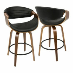 Outlet 😀 Carson Carrington Sauda Mid-century Modern Counter Stools (Set Of 2) - N/A Black/walnut 🤩