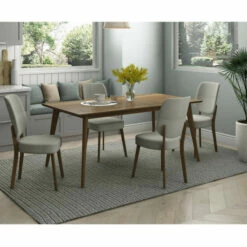 Brand new 🔥 Carson Carrington Dattolo 5-piece Rectangular Table And Armless Upholstered Dining Chairs Caribbean Blue 😍