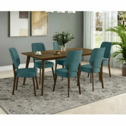 Promo 😉 Carson Carrington Dattolo 7-piece Rectangular Table And Armless Upholstered Dining Chairs Caribbean Blue 🤩 -Carson Carrington Sales unnamed file 6543