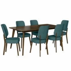 Promo 😉 Carson Carrington Dattolo 7-piece Rectangular Table And Armless Upholstered Dining Chairs Caribbean Blue 🤩 -Carson Carrington Sales unnamed file 6544