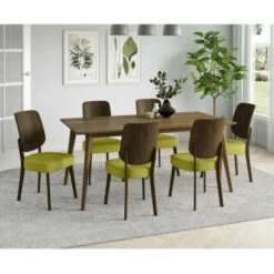 Outlet ⌛ Carson Carrington Dattolo 7-piece Rectangular Table And Armless Wood-back Dining Chairs Kiwi Green 😀 -Carson Carrington Sales unnamed file 6993