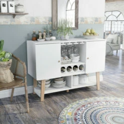 Best Sale 🎁 Carson Carrington Ingrirud Modern 4-bottle Buffet Server White 🎁
