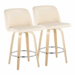 Best deal 🤩 Carson Carrington Vallberga 26" Counter Stool With Natural Wood Base (Set Of 2) Light Green Fabric/round Chrome Footrest 🎁 -Carson Carrington Sales unnamed file 7080