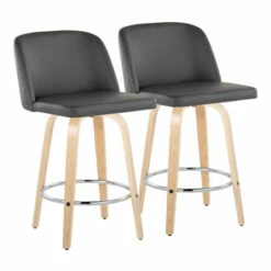 Best deal 🤩 Carson Carrington Vallberga 26" Counter Stool With Natural Wood Base (Set Of 2) Light Green Fabric/round Chrome Footrest 🎁 -Carson Carrington Sales unnamed file 7081