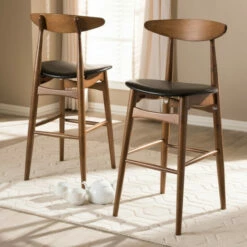 Best Sale ✔️ Carson Carrington Haapajarvi Mid-century Black Faux Leather Bar Stool (Set Of 2) 👏