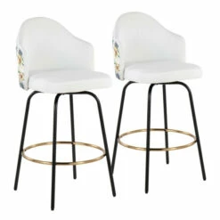 Deals ⌛ Carson Carrington Valsatra Upholstered Bar Stool With Metal Base (Set Of 2) Black & Floral Print/black 🌟 -Carson Carrington Sales unnamed file 7132