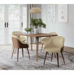 Flash Sale 💯 Carson Carrington Duvnas Modern Upholstered Dining/Accent Chair Cream Faux Leather/walnut 🎉 -Carson Carrington Sales unnamed file 7244