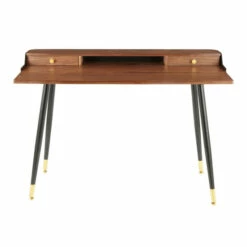 Top 10 🛒 Carson Carrington Creggan Mid-Century Modern Black Metal & Wood Office Desk Natural & Black Wood 🧨