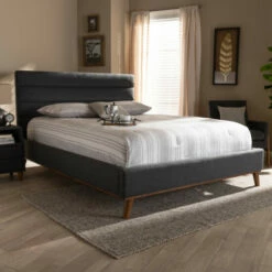 Cheapest 🌟 Carson Carrington Idkerberget Mid-century Modern Platform Bed Grayish Beige 😉