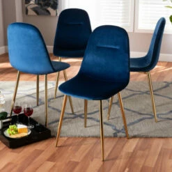 Outlet 😉 Carson Carrington Baengling Upholstered 4-piece Dining Chair Set Navy Blue 🌟 -Carson Carrington Sales unnamed file 7420