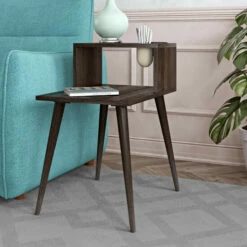Outlet 🔥 Carson Carrington Shorewood Mid Century Modern Wood End Table Brown 🥰