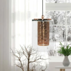 Deals 👏 Carson Carrington Varnlanda 1-light Cylinder Glass Pendant 🎁