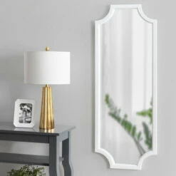 Deals ⌛ Carson Carrington Ulfhestra Full Length Framed Scallop Wall Mirror - 18x48 White 🌟