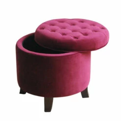 Best deal 🎁 Carson Carrington Ronde Large Round Storage Ottoman Rich Berry 🎁 -Carson Carrington Sales unnamed file 7578