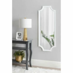 Deals ⌛ Carson Carrington Ulfhestra Full Length Framed Scallop Wall Mirror - 18x48 White 🌟 -Carson Carrington Sales unnamed file 763