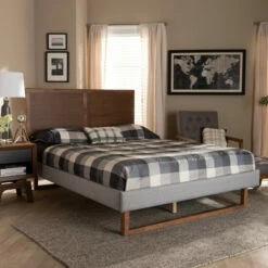 Wholesale ✔️ Carson Carrington Isala Ash Walnut Brown Platform Bed ✔️