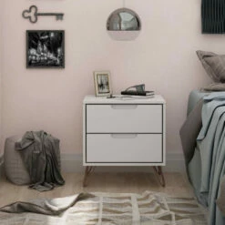 Discount 💯 Carson Carrington Ladkolen Mid-century Modern 2 Drawer Wood Nightstand Nature And Textured Grey ✔️