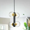 Discount ⌛ Carson Carrington Ygsbo 4-Light Clear Glass Black Pendant Lamp 🧨