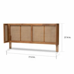 Promo 🌟 Carson Carrington Dagas Wraparound Curved Wood And Rattan Headboard 🔔 -Carson Carrington Sales unnamed file 776