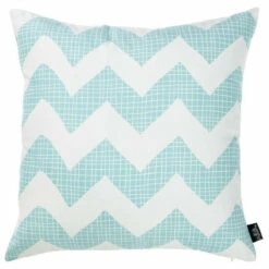 New ⭐ Carson Carrington Tropical Blue Chevron 18-inch Printed Throw Pillow Cover 😍