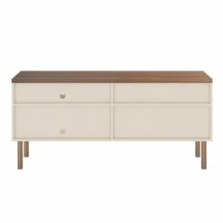 Best Sale ✔️ Carson Carrington Taberg Modern Solid Wood Leg TV Stand Off White And Nature 🔔 -Carson Carrington Sales unnamed file 7966