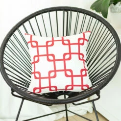 Deals 🛒 Carson Carrington Geometric Red Squares 18-inch Printed Throw Pillow Cover ⌛