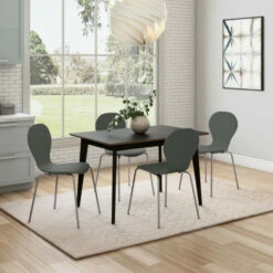 Best Sale ❤️ Carson Carrington Rachan 5-piece Black Dining Table And Modern Shaped Wood Chairs Grey 🎉 -Carson Carrington Sales unnamed file 8035