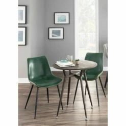 Budget 🎁 Carson Carrington Kantsjo Industrial Vintage Faux Leather Dining Chair (Set Of 2) Green 🛒