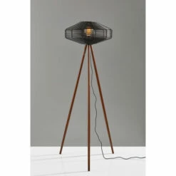 Hot Sale 🥰 Carson Carrington Yllingebol Black Rattan & Walnut Floor Lamp ❤️