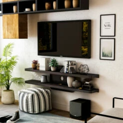 Flash Sale 💯 Carson Carrington Rydstorp 60-inch 2-shelf Wall-mounted TV Console Shelves White Oak 🧨