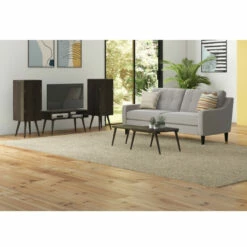 Budget 🧨 Carson Carrington Shorewood 4-piece Mid Century Modern Wood Vertical Cabinets, Nesting Cocktail Table And TV Stand Natural 💯