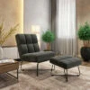 Flash Sale ✨ Carson Carrington Pama Modern Armless Chair And Ottoman Emerald Green 🤩